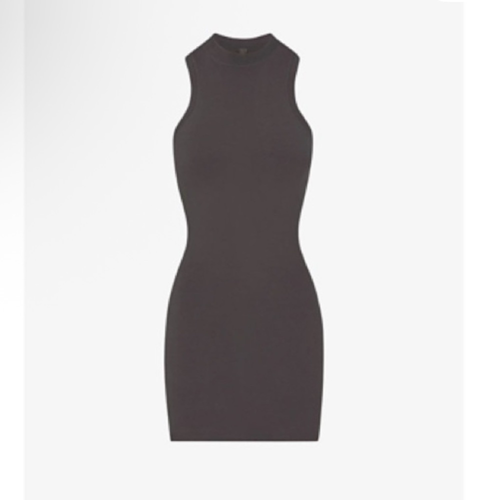 SKIMS New Vintage Mock Neck Mini Dress  S NWOT ASH